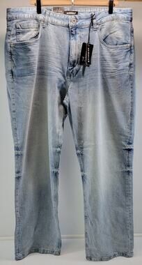 A) M. Society Jeans Men Relaxed Fit Light Wash Denim Pants 40 x 30